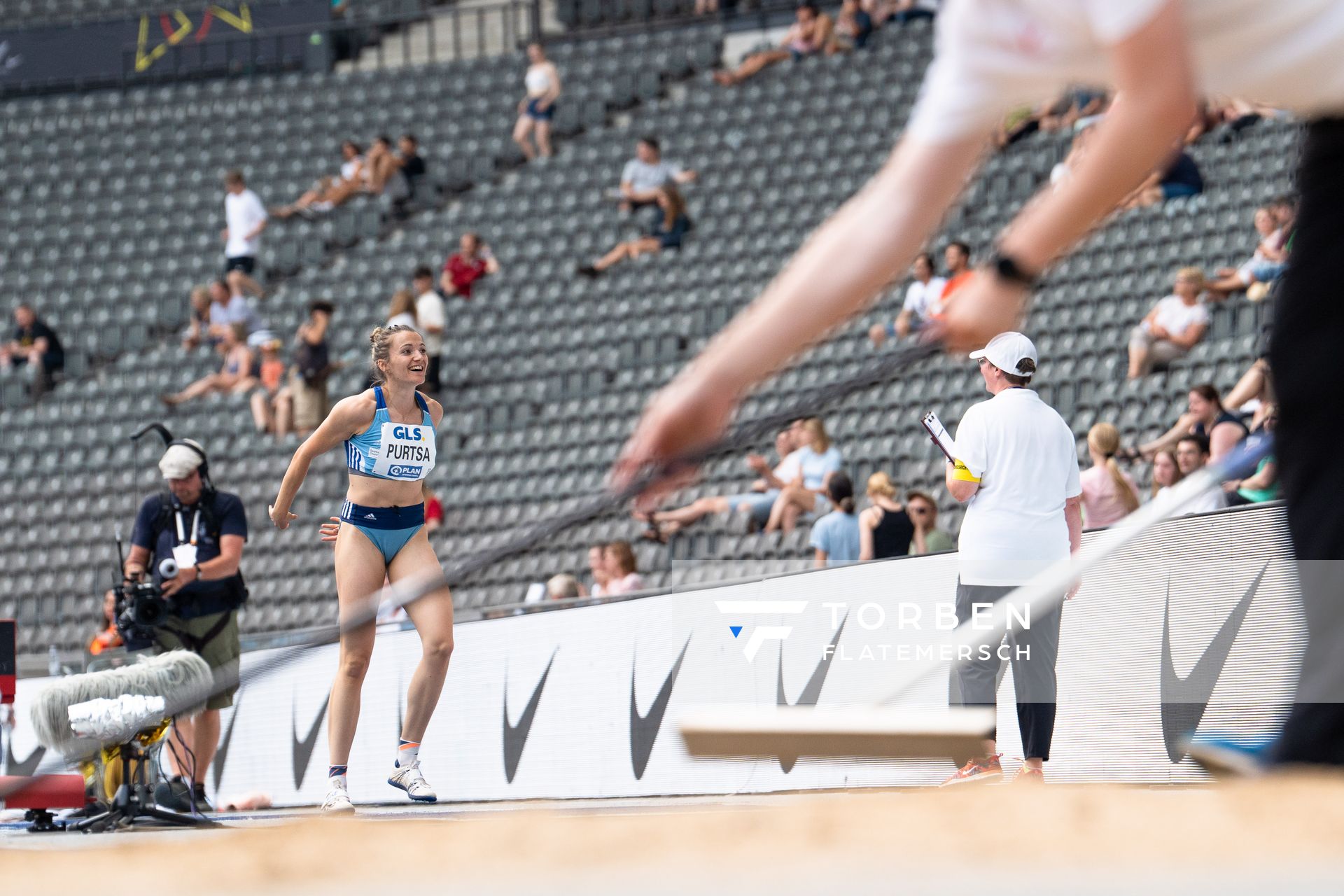 Maria Purtsa (LAC Erdgas Chemnitz) im Dreisprung waehrend der deutschen Leichtathletik-Meisterschaften im Olympiastadion am 25.06.2022 in Berlin